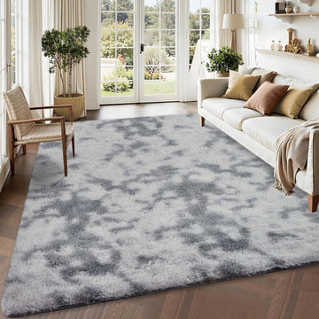Garvee Fluffy & Sheepskin Light Grey 2.6x4.9 Area Rug for Bedroom Plush Rug Non-Slip Carpet Shaggy Rug for Living Room Bedroom Dining Room Kitchen Office Nursery Bedroom Decor,Grey