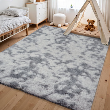 Garvee Fluffy & Sheepskin Light Grey 9x12 Thick Fuzzy Area Rug, Non-Slip Non-Shedding for Playroom Bedroom Nursery Kids Room
