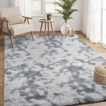 Garvee Fluffy & Sheepskin Light Grey 9x12 Thick Fuzzy Area Rug, Non-Slip Non-Shedding for Playroom Bedroom Nursery Kids Room