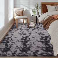 Garvee Fluffy & Sheepskin Deep Grey Tie-Dye 63"×79" Area Rugs Shaggy Rug for Bedroom Fuzzy Rug Living Room Rugs Non-Slip Rug for Living Room Bedroom Dining Room Office Plush Rug