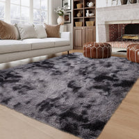 Garvee Fluffy & Sheepskin Deep Grey Tie-Dye 9x12 Area Rugs or Bedroom Furry Rug for Living Room, Fuzzy Shag Fur Rug for Nursery Room Tie-Dyed Non-Skid Plush Throw Rug Shaggy Accent Rug for Indoor Home Floor Carpet