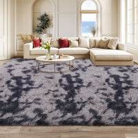 Garvee Fluffy & Sheepskin Deep Grey Tie-Dye 63"×79" Area Rugs Shaggy Rug for Bedroom Fuzzy Rug Living Room Rugs Non-Slip Rug for Living Room Bedroom Dining Room Office Plush Rug