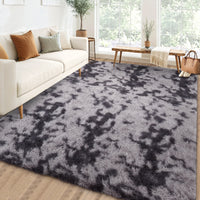 Garvee Fluffy & Sheepskin Deep Grey Tie-Dye 63"×79" Area Rugs Shaggy Rug for Bedroom Fuzzy Rug Living Room Rugs Non-Slip Rug for Living Room Bedroom Dining Room Office Plush Rug