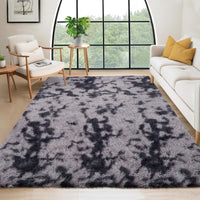 Garvee Fluffy & Sheepskin Deep Grey Tie-Dye 63"×79" Area Rugs Shaggy Rug for Bedroom Fuzzy Rug Living Room Rugs Non-Slip Rug for Living Room Bedroom Dining Room Office Plush Rug