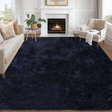 Garvee Fluffy & Sheepskin Pure Navy Blue 8x10 Fuzzy Plush Shaggy Rug, Furry Carpet for Living Room Bedroom Nursery - Pure Navy Blue