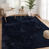 Garvee Fluffy & Sheepskin Pure Navy Blue 3x5 Faux Fur Rug, Non-Shedding Anti-Slip Plush for Kids Playroom Classroom Dining Room
