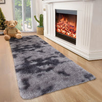 Garvee Fluffy & Sheepskin Deep Grey Tie-Dye 2x6 Shag Rug, Plush Small Furry Non-Slip Modern Accent for Bedroom Living Room Indoor