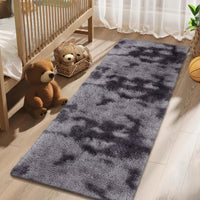 Garvee Fluffy & Sheepskin Deep Grey Tie-Dye 2x6 Shag Rug, Plush Small Furry Non-Slip Modern Accent for Bedroom Living Room Indoor