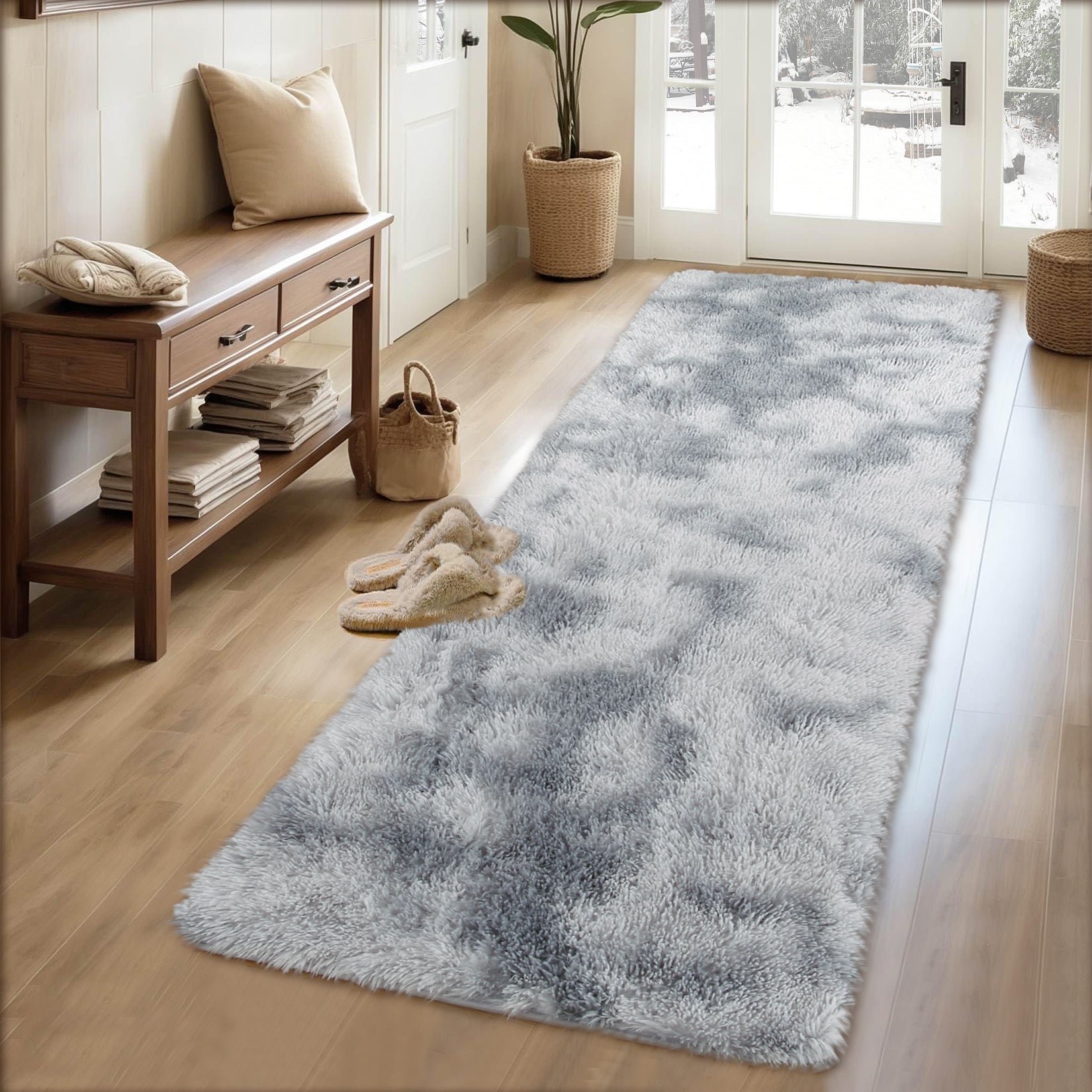 Garvee Fluffy & Sheepskin Light Grey 2x8 Area Rug for Living Room Plush Shag Rugs for Bedroom Nursery Room Soft Shaggy Rug Anti-Slip Kids Playroom Fuzzy Rugs for Dining Room Decor Floor Carpet