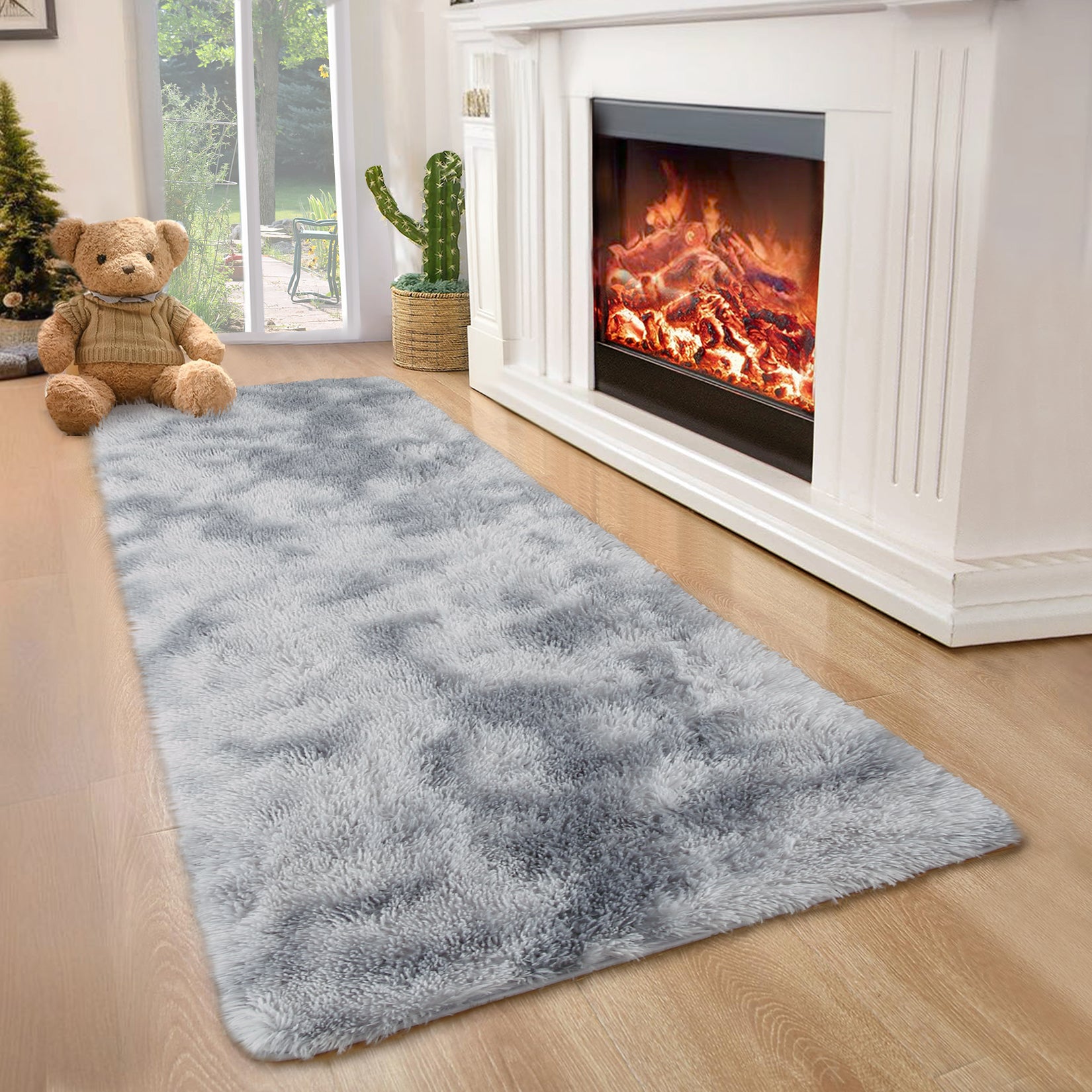 Garvee Fluffy & Sheepskin Light Grey 2x6 Runner Fuzzy Plush Rug, Non-Slip Shaggy for Hallway Kitchen Living Room Bedroom