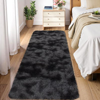 Garvee Fluffy & Sheepskin Black Grey 2x6 Runner Fuzzy Plush Rug, Non-Slip Shaggy for Hallway Kitchen Living Room Bedroom