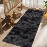 Garvee Fluffy & Sheepskin Black Grey 2x6 Runner Fuzzy Plush Rug, Non-Slip Shaggy for Hallway Kitchen Living Room Bedroom
