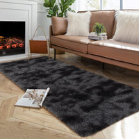Garvee Fluffy & Sheepskin Black Grey 2x6 Runner Fuzzy Plush Rug, Non-Slip Shaggy for Hallway Kitchen Living Room Bedroom