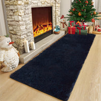 Garvee Fluffy & Sheepskin Pure Navy Blue 2x6 Faux Fur Rug, Non-Shedding Anti-Slip Plush for Kids Playroom Classroom Dining
