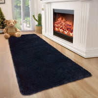 Garvee Fluffy & Sheepskin Pure Navy Blue 2x6 Faux Fur Rug, Non-Shedding Anti-Slip Plush for Kids Playroom Classroom Dining