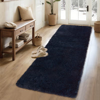 Garvee Fluffy & Sheepskin Pure Navy Blue 2x6 Faux Fur Rug, Non-Shedding Anti-Slip Plush for Kids Playroom Classroom Dining