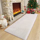 Garvee Fluffy & Sheepskin White 2x6 Shag Runner Rugs, Plush Fluffy Non-Slip for Bedroom Hallway Beside Kids Nursery Room - White