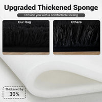 Garvee Fluffy & Sheepskin Pure Black 8x10 Shaggy Plush Rug, Non-Slip Furry Modern Accent for Bedroom Living Room