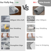 Garvee Fluffy & Sheepskin Light Grey 2x6 Runner Fuzzy Plush Rug, Non-Slip Shaggy for Hallway Kitchen Living Room Bedroom