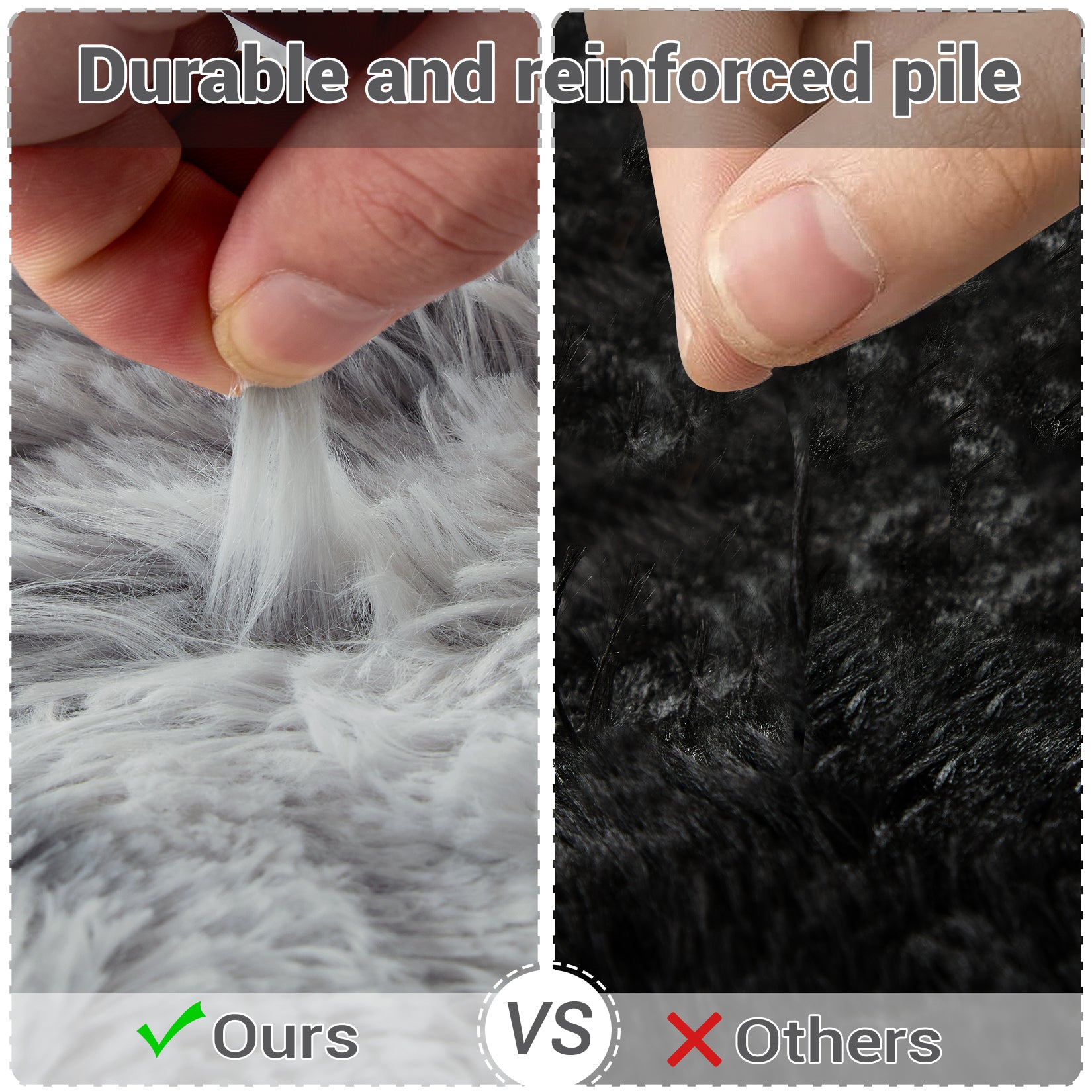 Garvee Fluffy & Sheepskin Light Grey 2x6 Runner Fuzzy Plush Rug, Non-Slip Shaggy for Hallway Kitchen Living Room Bedroom