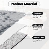 Garvee Fluffy & Sheepskin Light Grey 10x13 Plush Thick Shag Rug, Non-Slip Non-Shedding Tie Dye for Bedroom Kids Dorm