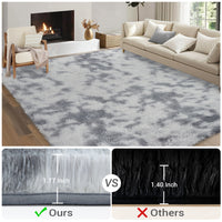 Garvee Fluffy & Sheepskin Light Grey 2.6x4.9 Area Rug for Bedroom Plush Rug Non-Slip Carpet Shaggy Rug for Living Room Bedroom Dining Room Kitchen Office Nursery Bedroom Decor,Grey