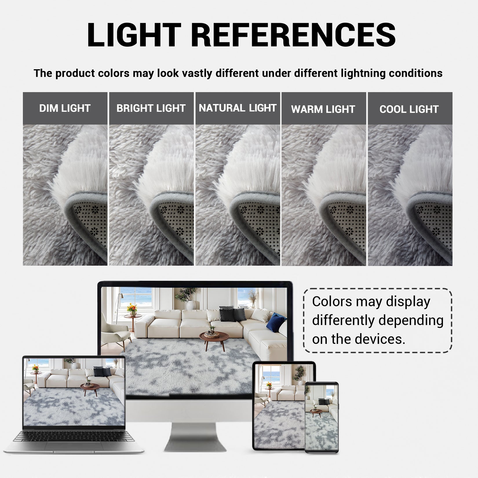 Garvee Fluffy & Sheepskin Light Grey 2.6x4.9 Area Rug for Bedroom Plush Rug Non-Slip Carpet Shaggy Rug for Living Room Bedroom Dining Room Kitchen Office Nursery Bedroom Decor,Grey