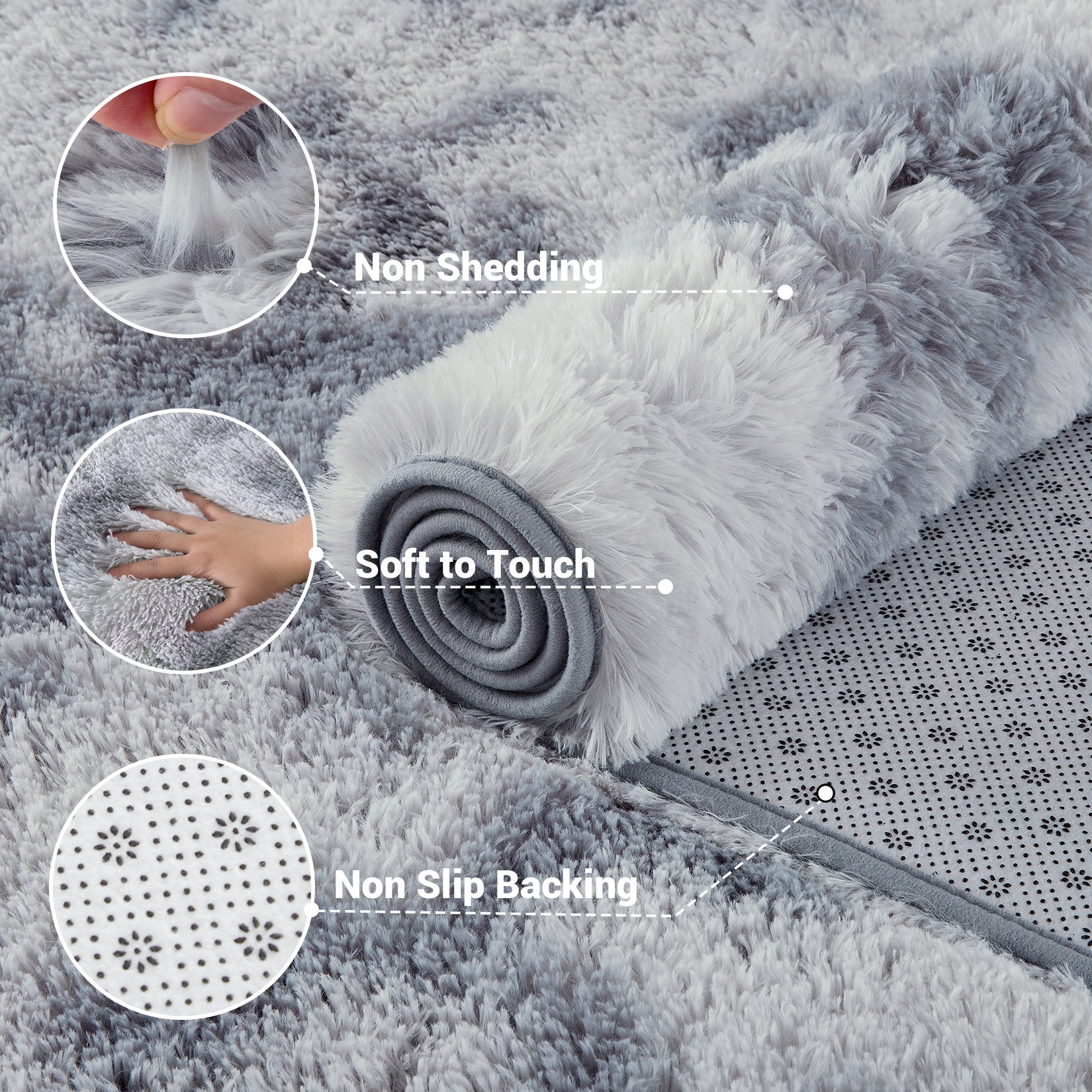 Garvee Fluffy & Sheepskin Light Grey 2x8 Area Rug for Living Room Plush Shag Rugs for Bedroom Nursery Room Soft Shaggy Rug Anti-Slip Kids Playroom Fuzzy Rugs for Dining Room Decor Floor Carpet