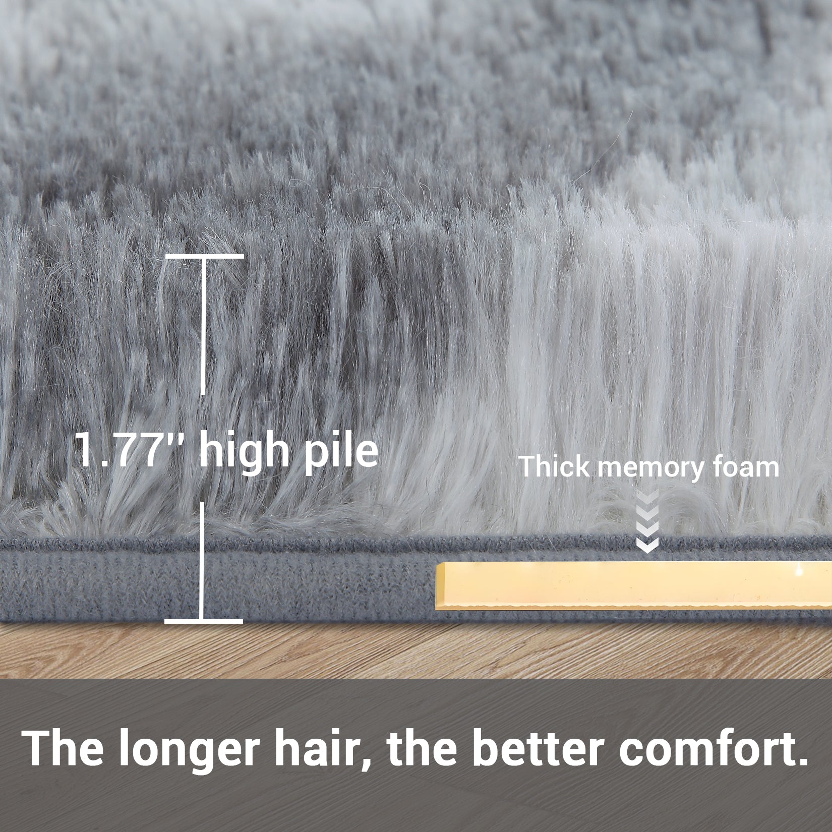 Garvee Fluffy & Sheepskin Light Grey 2x6 Runner Fuzzy Plush Rug, Non-Slip Shaggy for Hallway Kitchen Living Room Bedroom