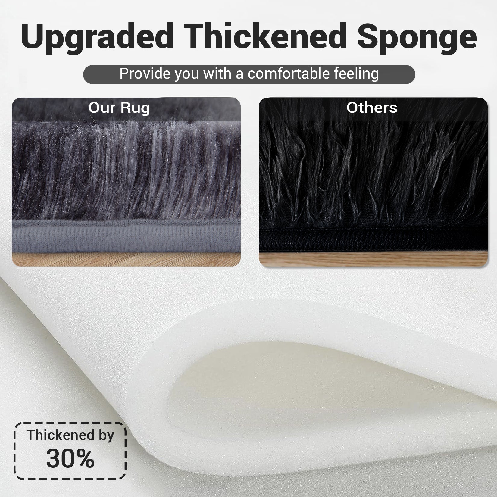 Garvee Fluffy & Sheepskin Deep Grey Tie-Dye 9x12 Area Rugs or Bedroom Furry Rug for Living Room, Fuzzy Shag Fur Rug for Nursery Room Tie-Dyed Non-Skid Plush Throw Rug Shaggy Accent Rug for Indoor Home Floor Carpet