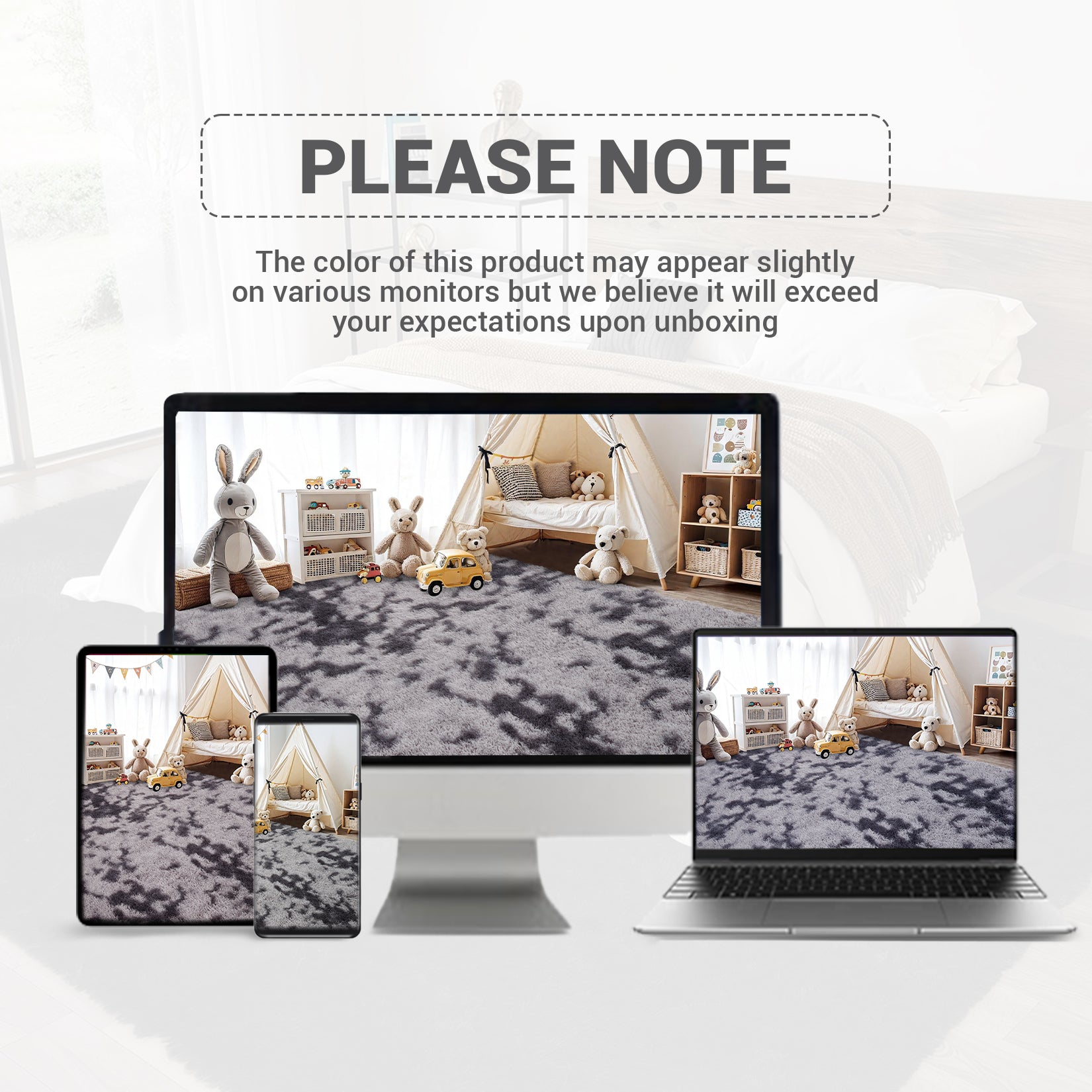 Garvee Fluffy & Sheepskin Deep Grey Tie-Dye 2x6 Shag Rug, Plush Small Furry Non-Slip Modern Accent for Bedroom Living Room Indoor