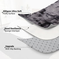 Garvee Fluffy & Sheepskin Deep Grey Tie-Dye 2x6 Shag Rug, Plush Small Furry Non-Slip Modern Accent for Bedroom Living Room Indoor