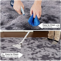 Garvee Fluffy & Sheepskin Deep Grey Tie-Dye 9x12 Area Rugs or Bedroom Furry Rug for Living Room, Fuzzy Shag Fur Rug for Nursery Room Tie-Dyed Non-Skid Plush Throw Rug Shaggy Accent Rug for Indoor Home Floor Carpet