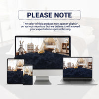 Garvee Fluffy & Sheepskin Pure Navy Blue 3x5 Faux Fur Rug, Non-Shedding Anti-Slip Plush for Kids Playroom Classroom Dining Room