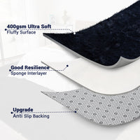 Garvee Fluffy & Sheepskin Pure Navy Blue 9x12 Shaggy Rug, Non-Shedding Soft Non-Slip Tie Dyed for Living Room Nursery