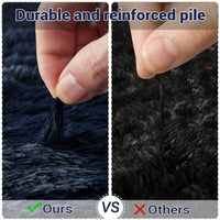 Garvee Fluffy & Sheepskin Pure Navy Blue 9x12 Shaggy Rug, Non-Shedding Soft Non-Slip Tie Dyed for Living Room Nursery