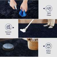 Garvee Fluffy & Sheepskin Pure Navy Blue 3x5 Faux Fur Rug, Non-Shedding Anti-Slip Plush for Kids Playroom Classroom Dining Room