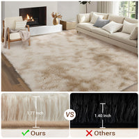 Garvee Fluffy & Sheepskin Light Coffee 8x10 Area Rugs for Bedroom Plush Rug Fuzzy Rug Living Room Rugs Non-Slip Rug for Living Room Bedroom Dining Room Office