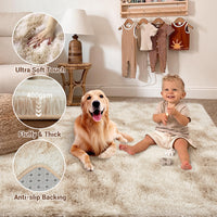 Garvee Fluffy & Sheepskin Light Coffee 8x10 Area Rugs for Bedroom Plush Rug Fuzzy Rug Living Room Rugs Non-Slip Rug for Living Room Bedroom Dining Room Office