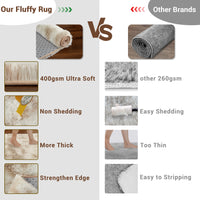 Garvee Fluffy & Sheepskin Light Coffee 8x10 Area Rugs for Bedroom Plush Rug Fuzzy Rug Living Room Rugs Non-Slip Rug for Living Room Bedroom Dining Room Office