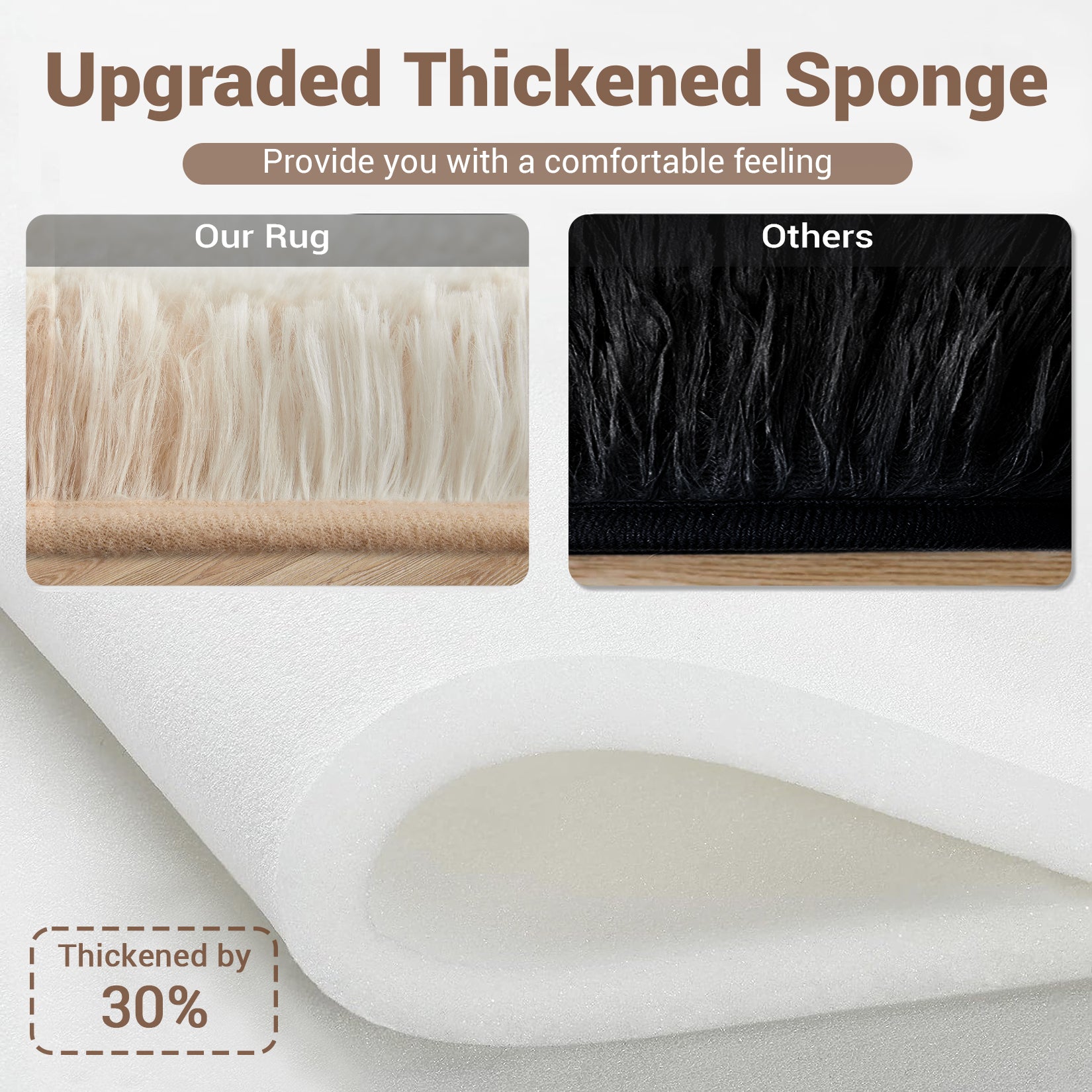 Garvee Fluffy & Sheepskin Light Coffee 8x10 Area Rugs for Bedroom Plush Rug Fuzzy Rug Living Room Rugs Non-Slip Rug for Living Room Bedroom Dining Room Office