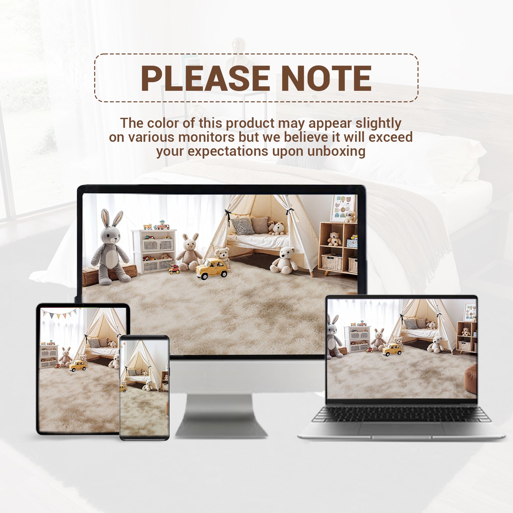 Garvee Fluffy & Sheepskin Light Coffee 8x10 Area Rugs for Bedroom Plush Rug Fuzzy Rug Living Room Rugs Non-Slip Rug for Living Room Bedroom Dining Room Office