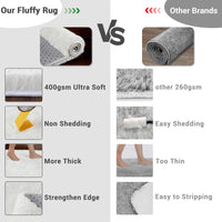 Garvee Fluffy & Sheepskin White 10x13 Area Rugs Extra Large Plush and Thick Faux Fur Shag Rug for Living Room Non-Slip Non-Shedding Accent Rug Carpet for Bedroom, Fuzzy Shaggy Rugs for Kids Nursery Dorm