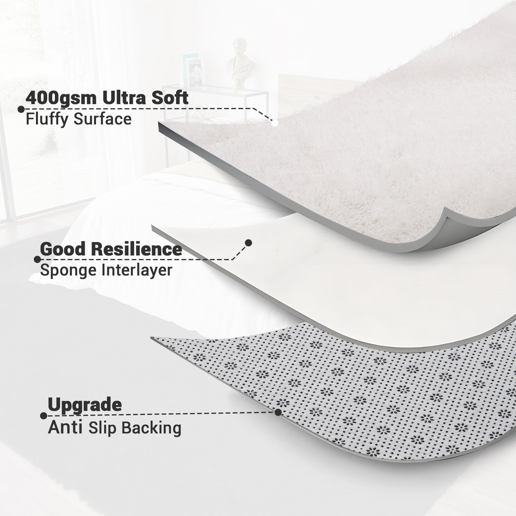 Garvee Fluffy & Sheepskin White 10x13 Area Rugs Extra Large Plush and Thick Faux Fur Shag Rug for Living Room Non-Slip Non-Shedding Accent Rug Carpet for Bedroom, Fuzzy Shaggy Rugs for Kids Nursery Dorm