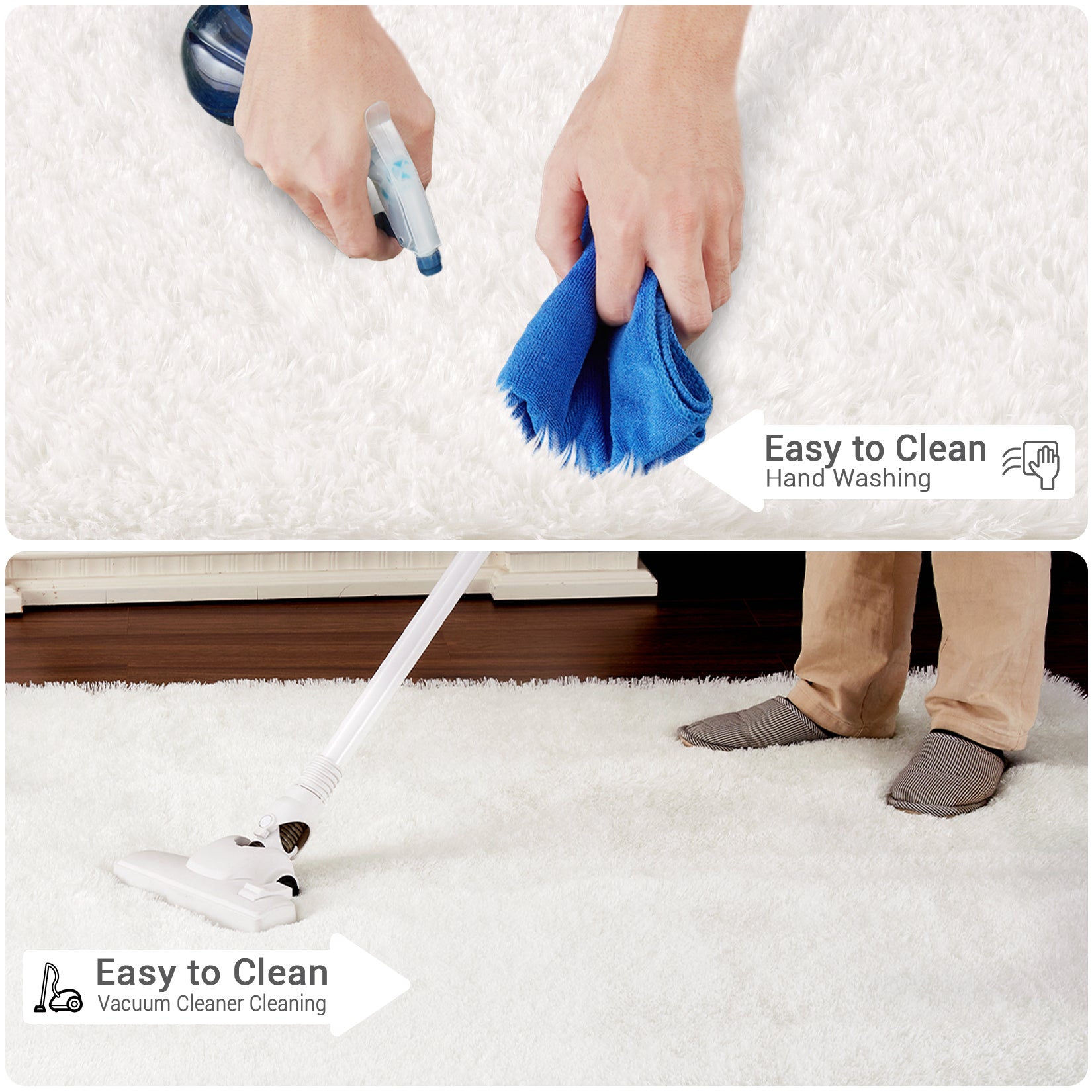 Garvee Fluffy & Sheepskin White 10x13 Area Rugs Extra Large Plush and Thick Faux Fur Shag Rug for Living Room Non-Slip Non-Shedding Accent Rug Carpet for Bedroom, Fuzzy Shaggy Rugs for Kids Nursery Dorm