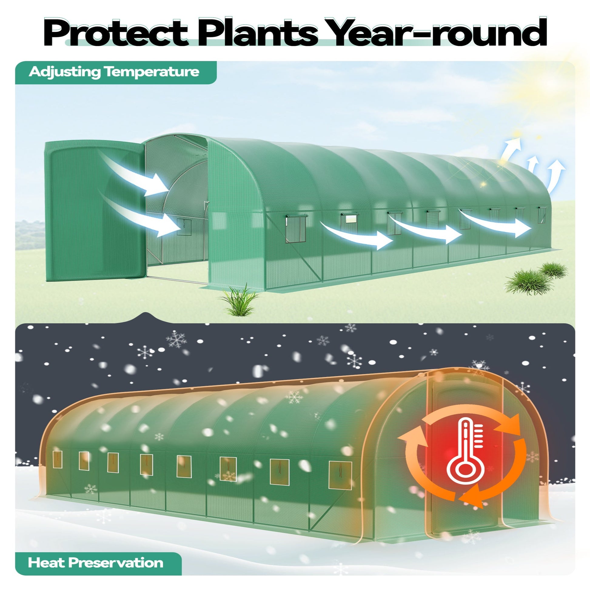Garvee Greenhouse for Outdoor Plants Tie-Door-L Fully Enclosed Walk-In Kit Durable Material Pest & Rodent Resistant Ideal for Garden