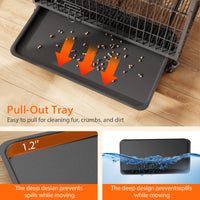 Garvee Dog Crate Furniture, Double Doors Wooden Dog Kennel Cage, 32.5" Indoor Dog Crate with Pull-Out Tray & Removable Wheels, Decorative End Table Pet House Chew-Resistant for Medium Dog, Brown