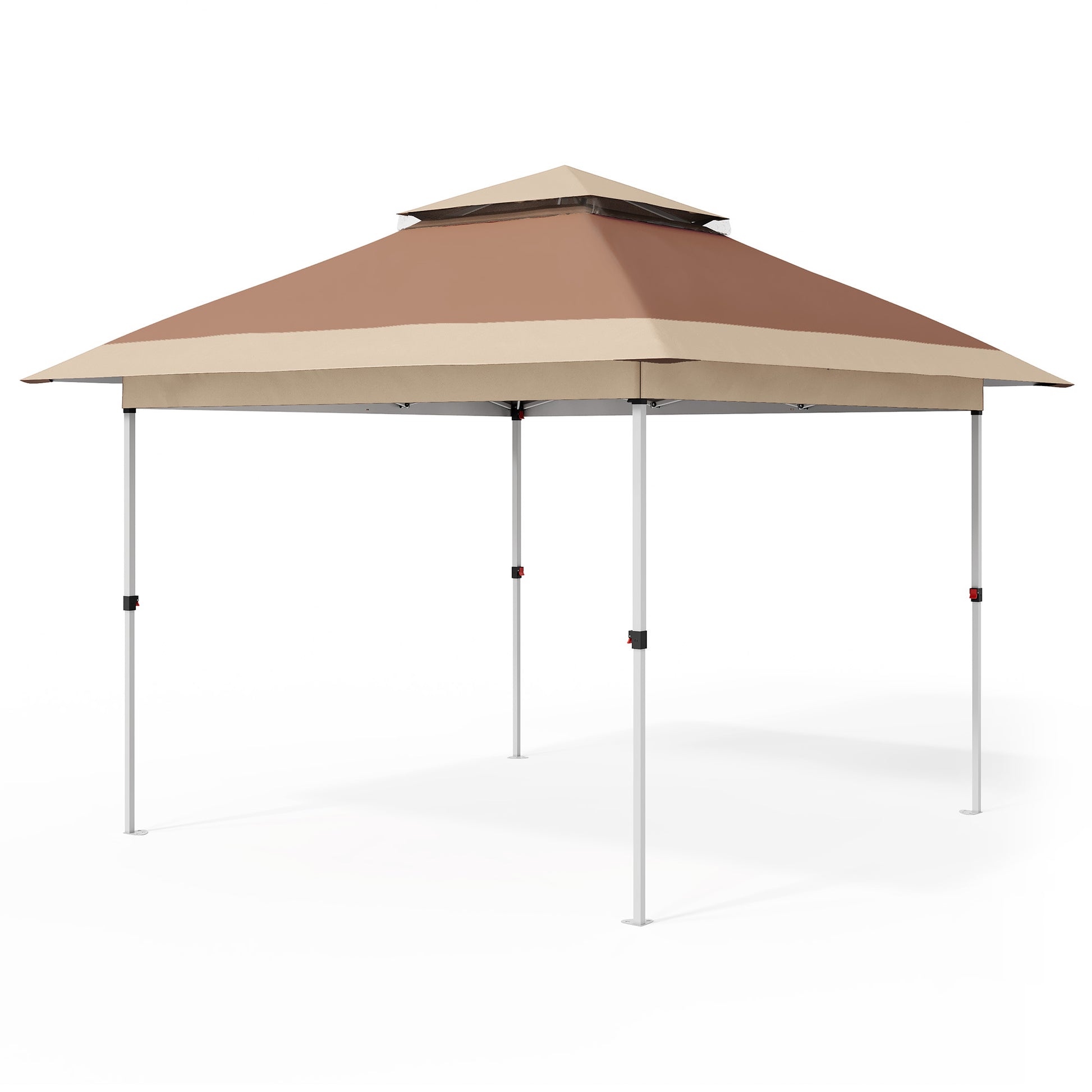 Garvee 10'x10' Instant Pop Up Gazebo Canopy Tent - Waterproof & UV Protection with Mosquito Net & Curtains - Heavy Duty Steel Frame for Patio, Backyard, Camping, Brown&Khaki