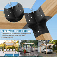 Garvee 4PC Heavy Duty 3-Way Steel Pergola Brackets Kit for 6"x6" Lumber (Inner 5.6"x5.6") - Corner Brackets for Gazebo, Patio Pergolas, Black