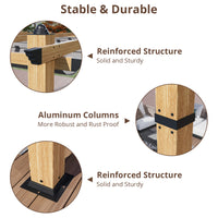Garvee 10′ X 13′ Wood-Grain Aluminum Pergola with Retractable Canopy UV50+ Sun Protection for Backyard Patio Porch Grape Trellis,Grey